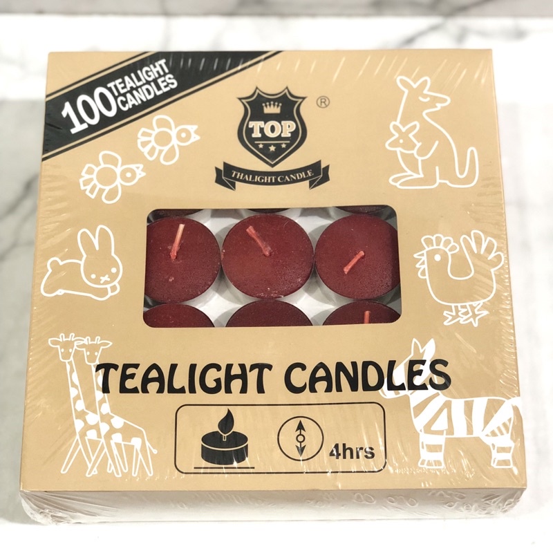 Tealight candles lilin bulat merah mangkok 4 jam isi 100