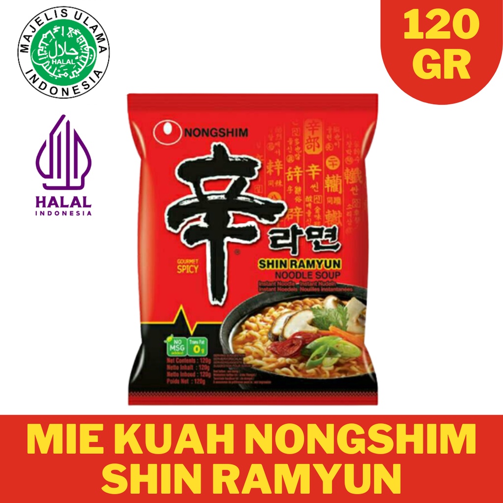 Jual Mie Kuah Ramen Korea Pedas Nongshim Shin Ramyun Halal Murah