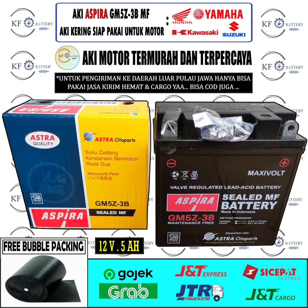 Jual AKI MOTOR SUPRA FIT, FIT X, MEGEAPRO PRIMUS, LEGENDA GM5Z-3B