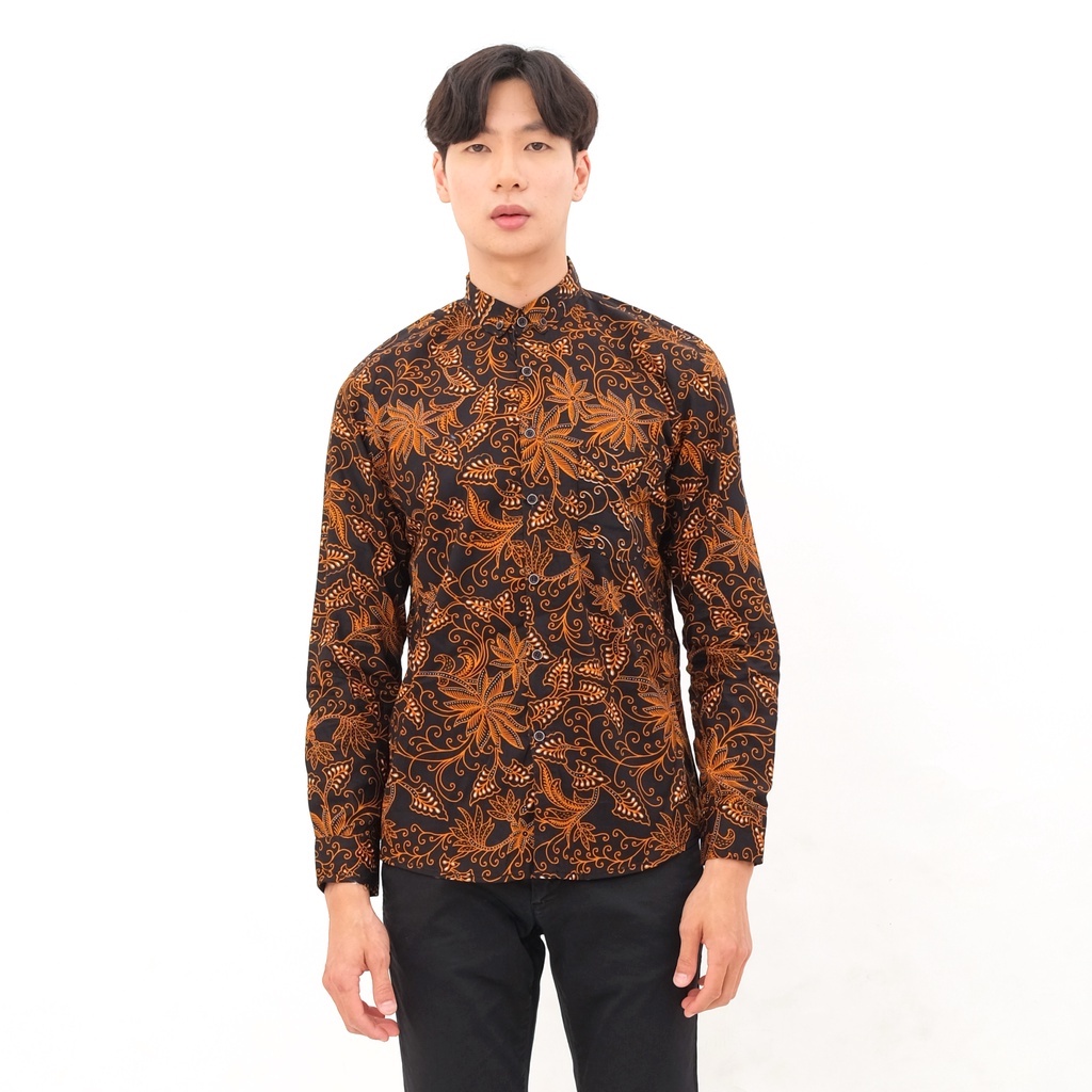 SANVANINA Kemeja Batik Pria Slim Fit Printing - Batik Lengan Panjang Hampura E-6001