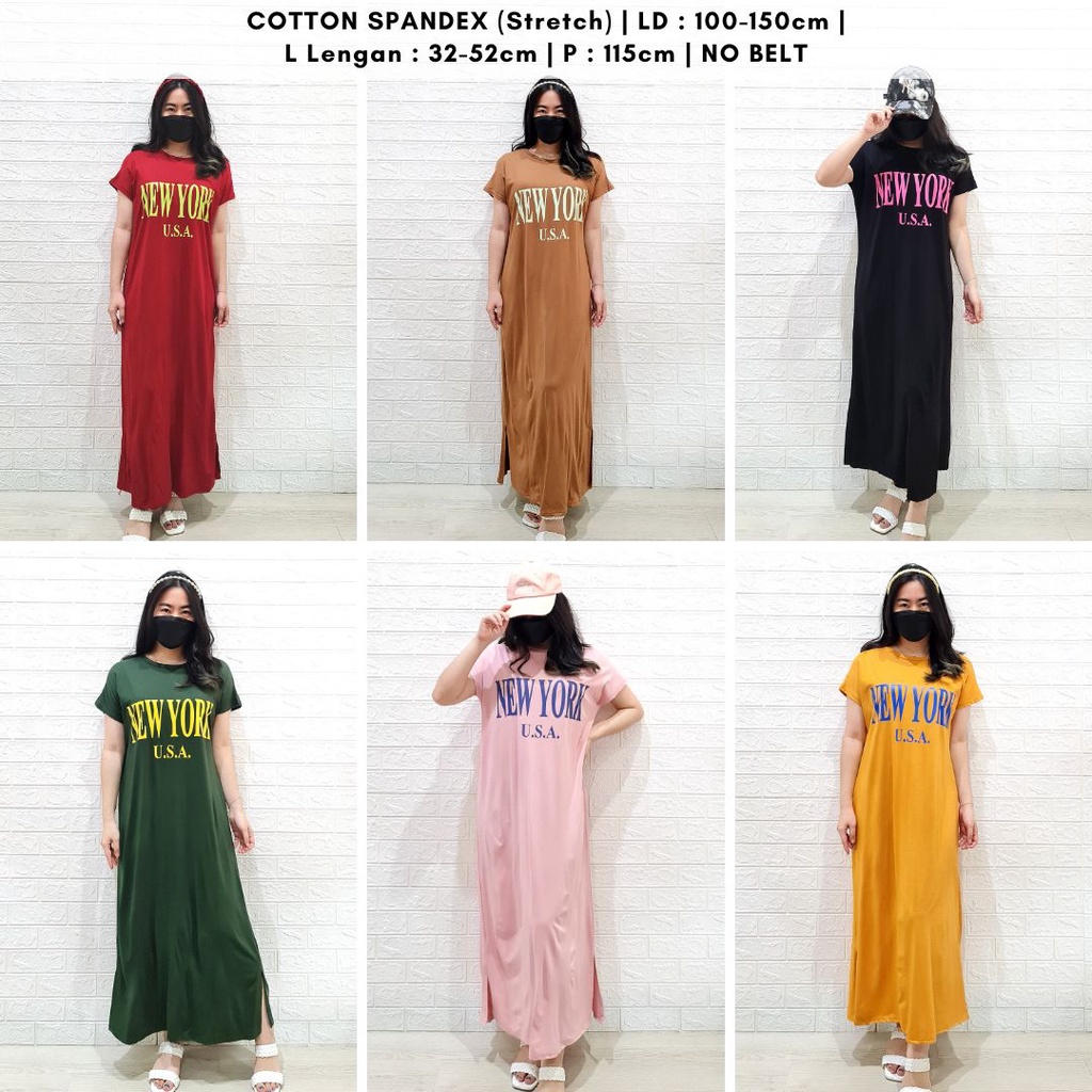 4628 newyorkie basic cotton spandex midi dress