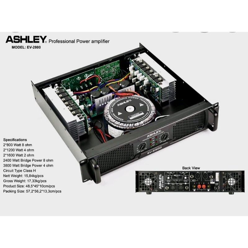 POWER AMPLIFIER ASHLEY EV 2800 / EV2800 ORIGINAL CLASS H