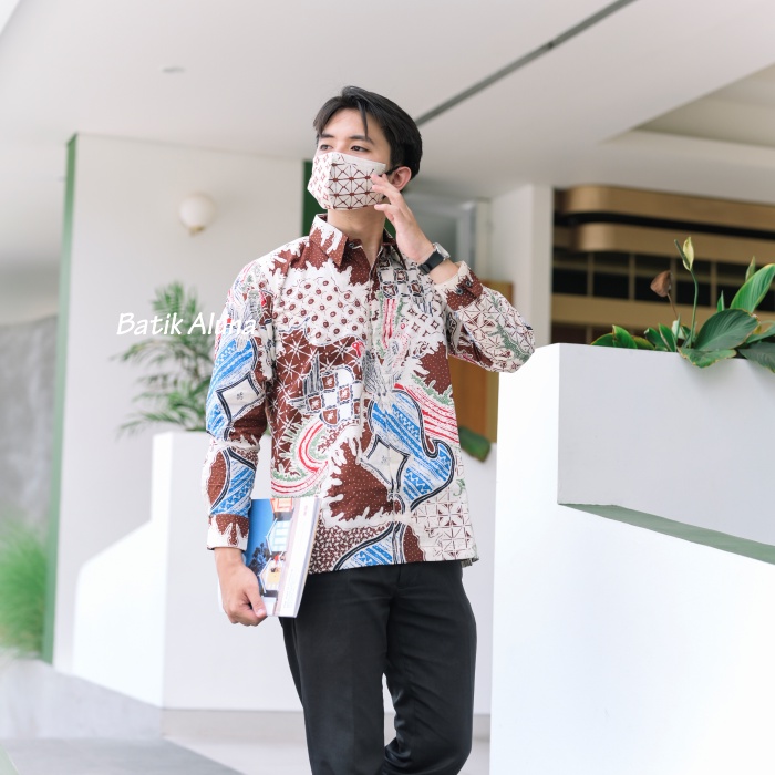 Kemeja Batik Pria Semi Tulis Full Furing Adhem Bahan Katun Primisma Batik Aluna PTS 009