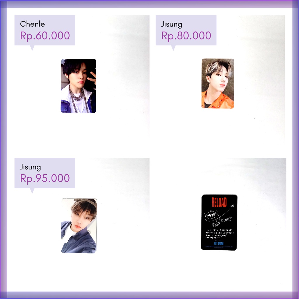 READY OFFICIAL PHOTOCARD PC NCT DREAM RELOAD RIDIN ROLLIN KIHNO VERSION JISUNG CHENLE JENO JAEMIN RE
