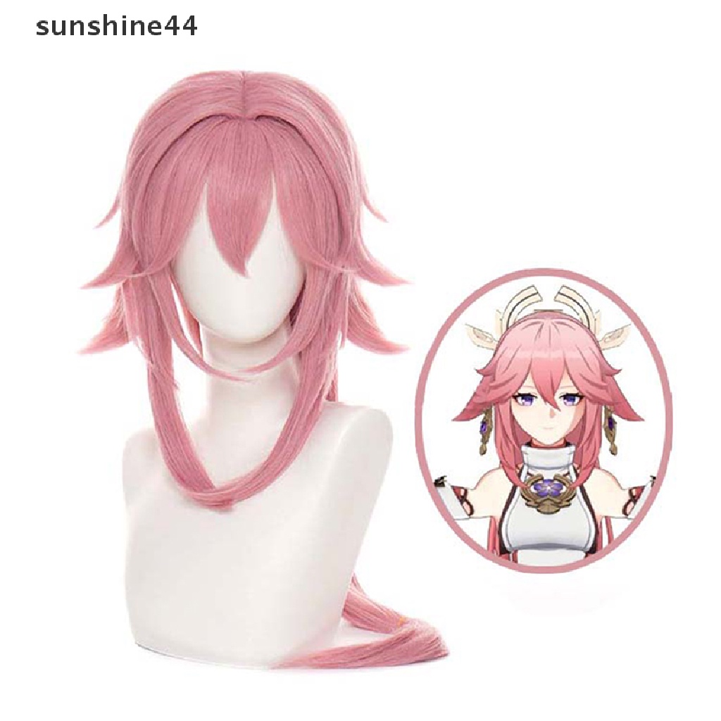 Sunshine Wig / Rambut Palsu Panjang 80cm Warna Pink Tahan Panas Untuk Cosplay