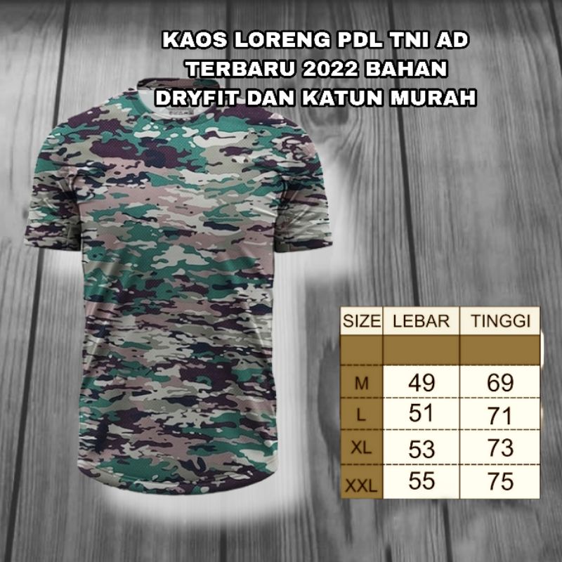 KAOS LORENG PDL TNI AD TERBARU 2022 BAHAN DRYFIT DAN KATUN MURAH