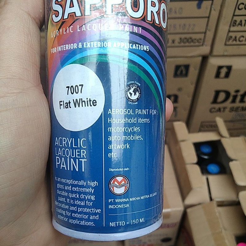 saporo acrylic lacquer paint pilok pilox sapporo 150ml saporo spray 150ml 7007 flat white putih doff putih matte dof