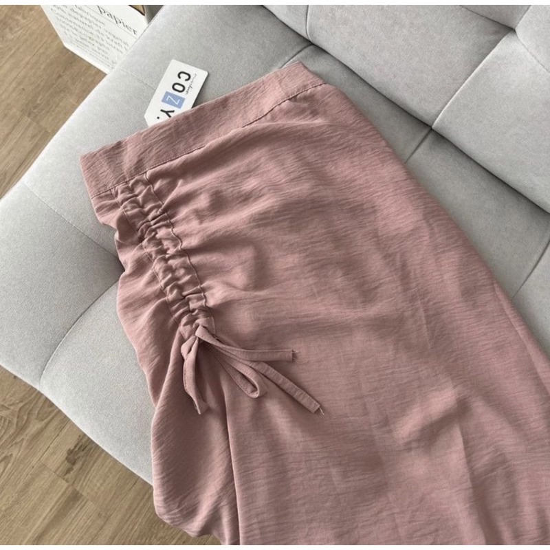 Cherry_ Skirt / Rok Serut casual Flowy / Midi Maxi Ruched Skirt / Rok