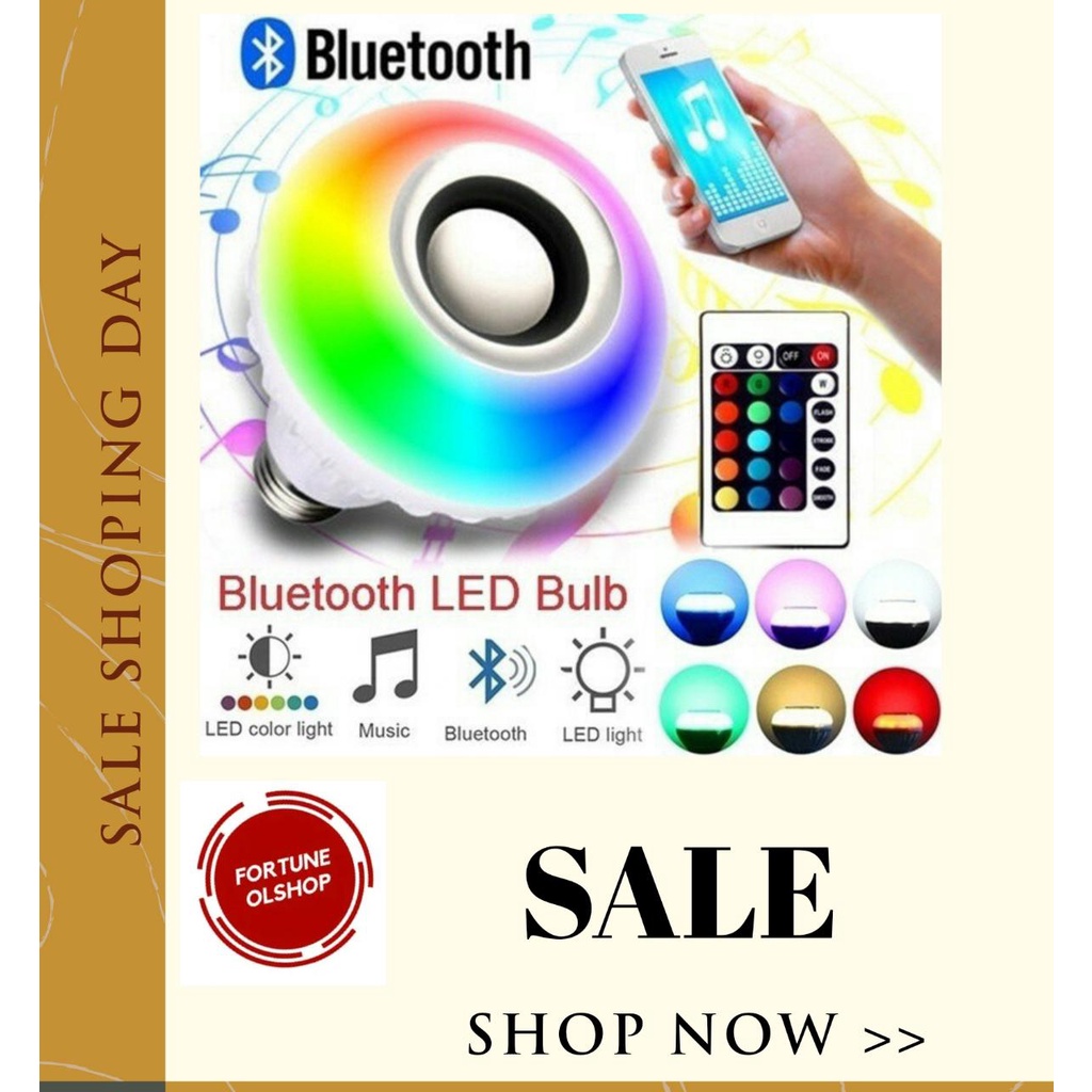 (FO)SPEAKER PORTABLE MUSIC BULB / LAMPU BOHLAM LED E27 5w RGB DENGAN SPEAKER