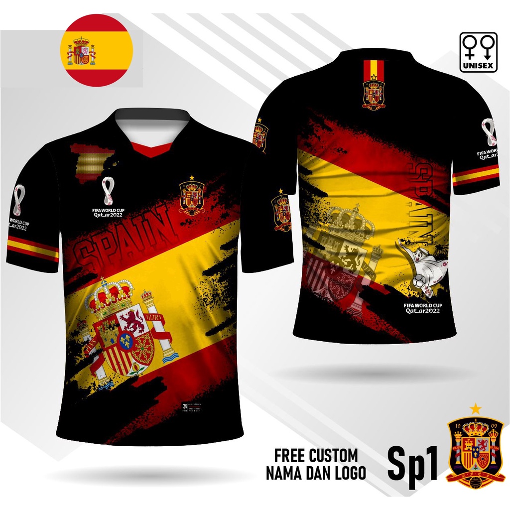 Jersey piala dunia qatar 2022 spanyol baju sepakbola spain atasan baju piala dunia spain