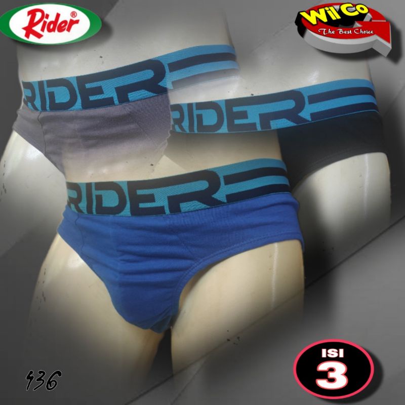 K436T - (HARGA PER 3 Pcs) CELANA DALAM SEGITIGA PRIA RIDER SPORT SIZE M -XXL