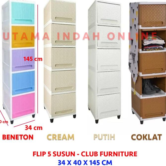 Laci pakaian / laci plastik FLIP club 5 susun