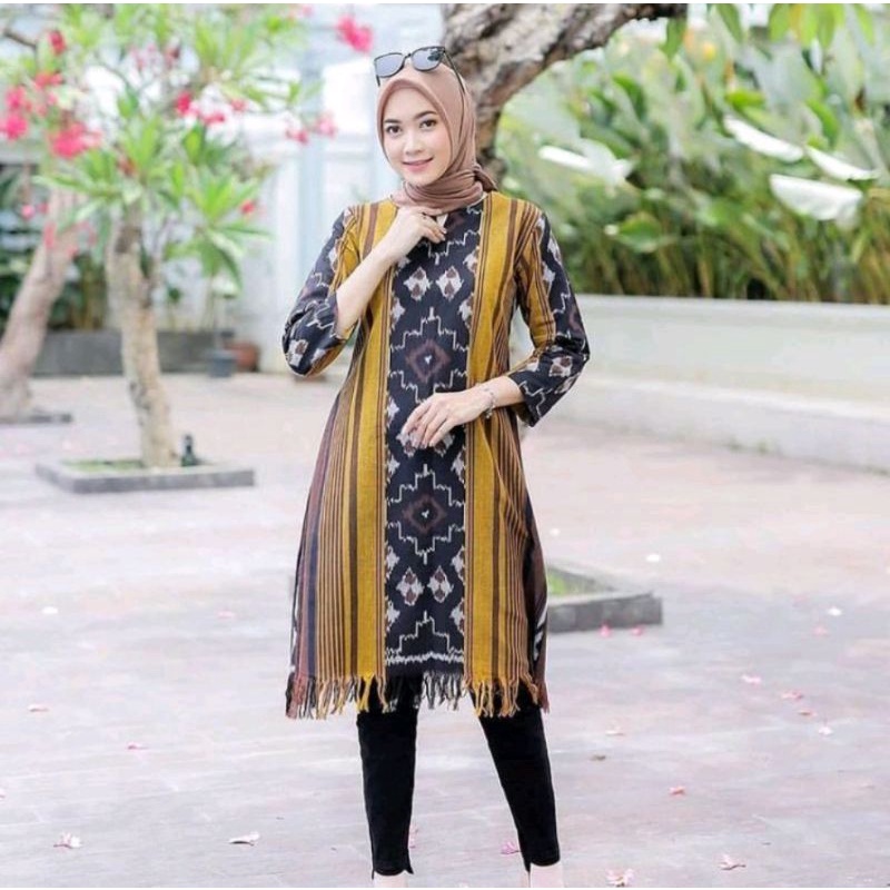 TUNIK TENUN TROSO LENGAN PANJANG - TUNIK TENUN MODERN TROSO - TUNIK KERJA PANJANG ELEGAN LENGAN PANJ
