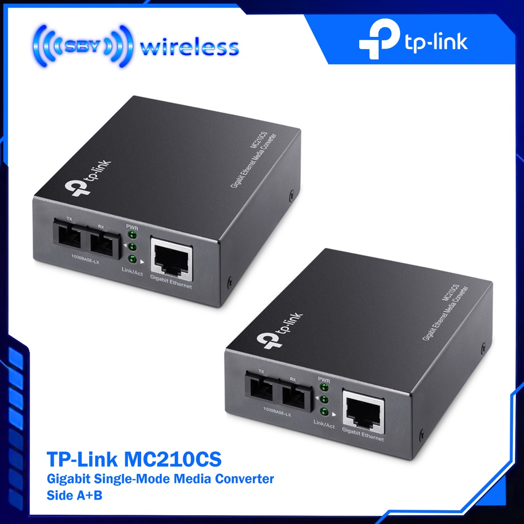 SEPASANG A B, TPLINK MC210CS - Gigabit Single-Mode Media Converter Fo To LAN Gigabit TP Link