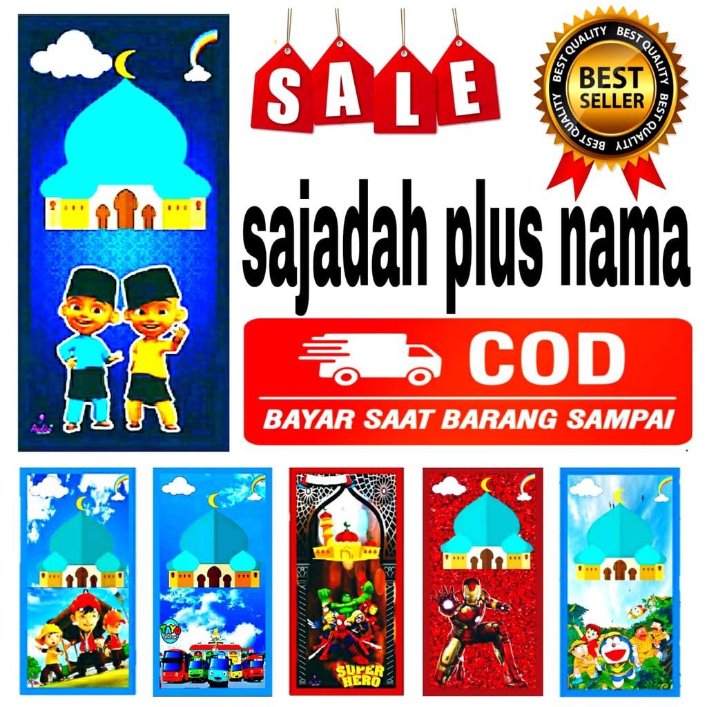 SAJADAH CUSTOM NAMA//SAJADAH KARAKTER PLUS NAMA//SAJADAH KARAKTER ANAK LAKI//SAJADAH KARAKTER ANAK P
