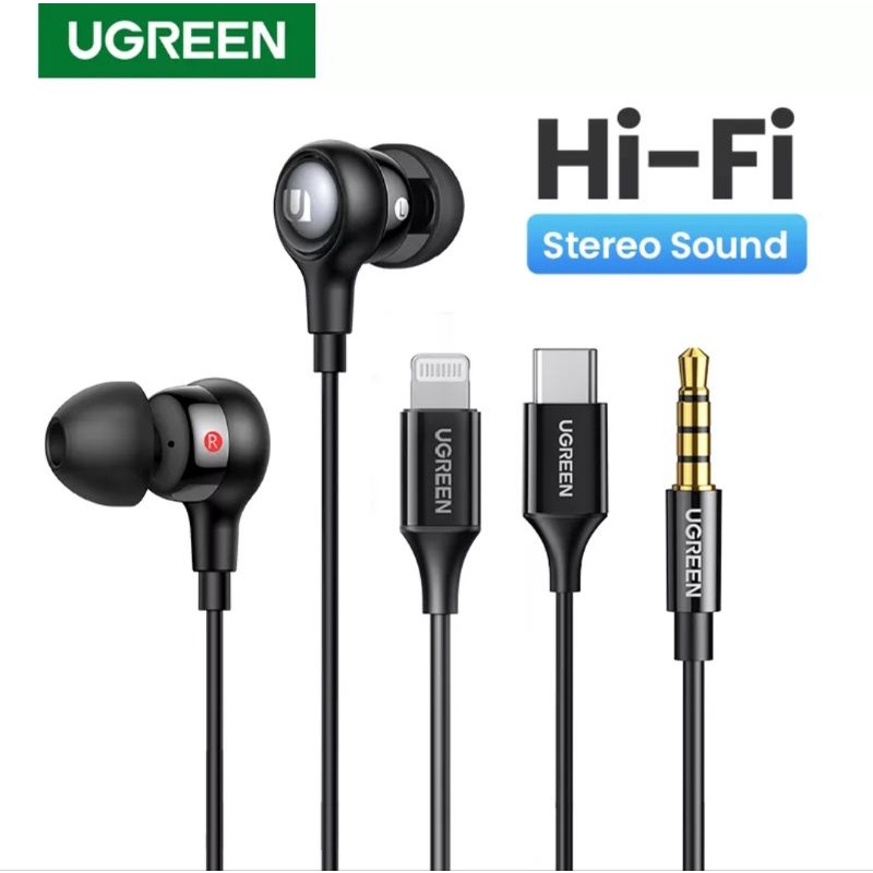 UGREEN Earphone Headset Audio 3.5MM / Type C / Mfi Lightning On Mic Original