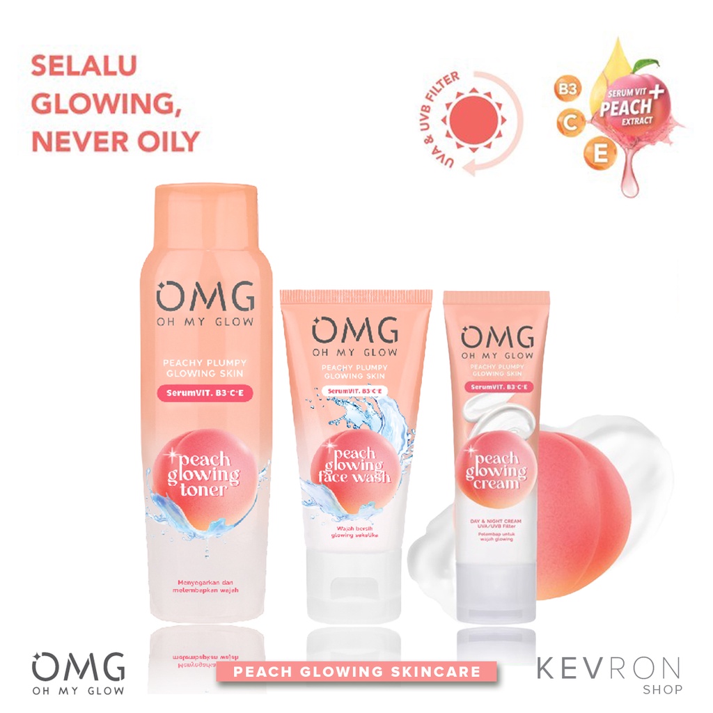 TERLARISS !!! OMG Oh My Glow peach series / facewash // toner glow// cream