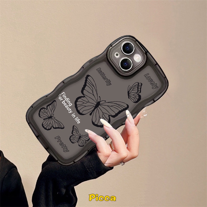 Casing Softcase TPU Redmi 9A 10 9T 10A 10C 9C 9C NFC Redmi Note 9 8 10 11 11s 10s 10Pro 10Pro Max Plus Aksen Kupu-Kupu Hitam