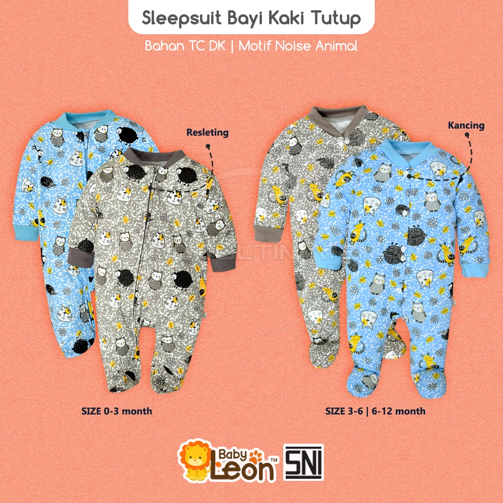 1 pcs Jumsuit Bayi Kaki Tutup Newborn BABY LEON (0-12 Bulan) Jumper Bayi Romper Bayi Baju Kodok Bayi Sleepsuit Baby Jumper Baju Bayi Panjang Kaki Buka DS-119 Jumper Kaki Tutup Bayi Jumpsuit Rib Bayi