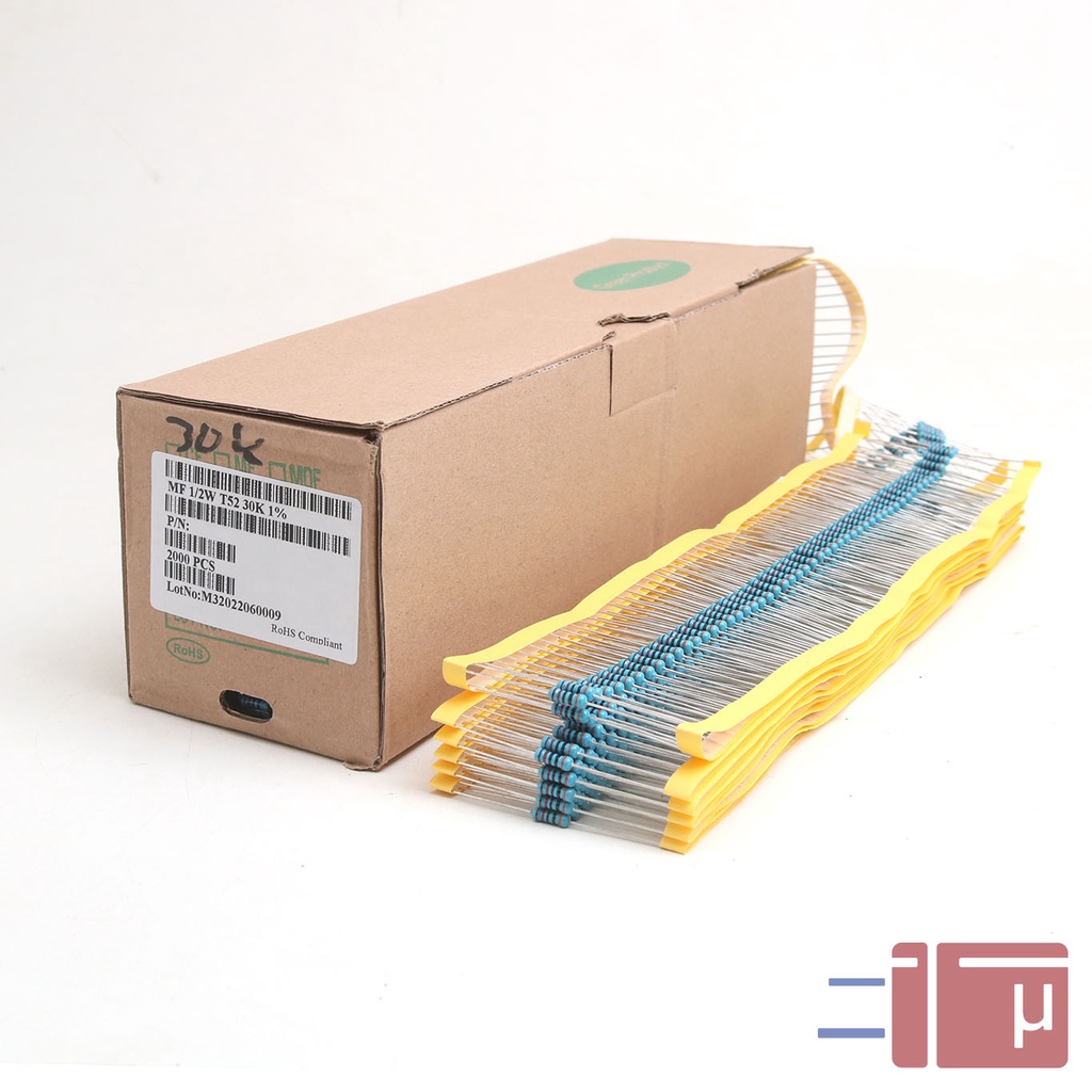 x10 Resistor 30K 1/2W Metal Film 1% Taiwan Kaki Tembaga