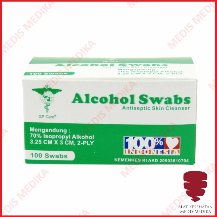 Alkohol Swab Kapas Pembersih Luka Tisu Tissue Alcohol Pads Swaps GP Care