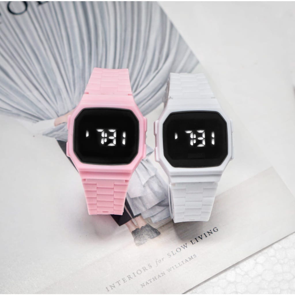 Jam Tangan Cermin Persegi Wanita / Pria LED Digital Student Couple Trend Elektronik Led Sport Ins Luminous Korea Watches RM047