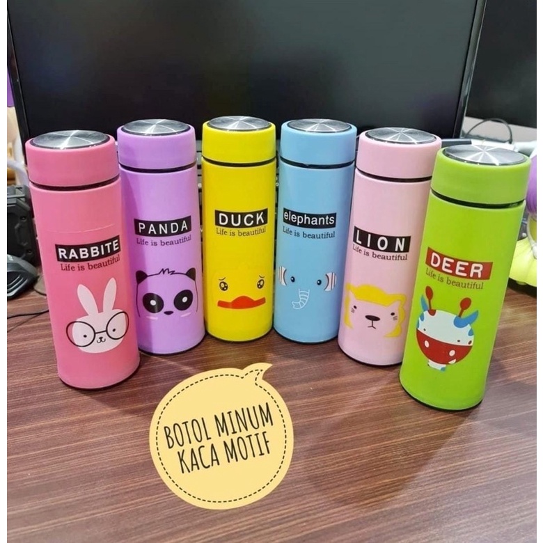 Botol Minuman Motif / Thermos Kaca/ Sourvenir