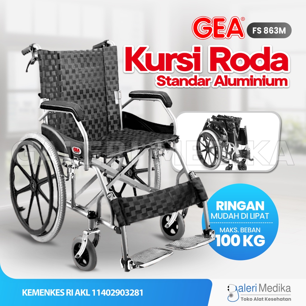 Kursi Roda Aluminium GEA FS 863 Wheelchair / GEA FS863 Kursi Roda