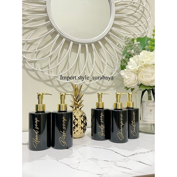 BOTOL HITAM EXCLUSIVE 250ml GOLD LUXURY . aesthetic bottle refill tempat sabun cair pump estetik mewah