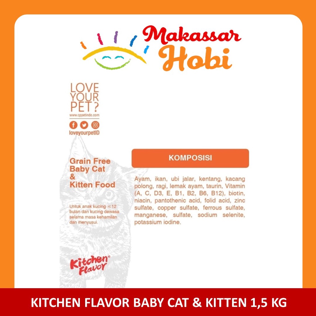 Kitchen Flavor Grain Free Baby Cat Kitten 1.5kg 1.5 kg Makanan Kucing