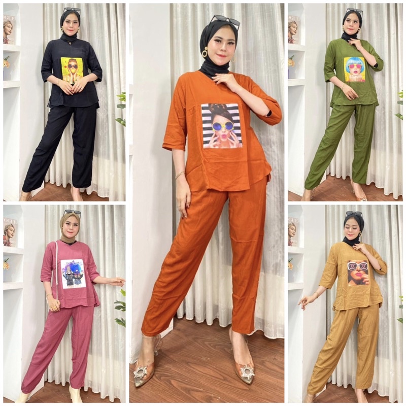 SETELAN ARAB ONE SET EMBLEM AMENA || RAYON SUPER GRADE A ORI || MODEL RESLETING DEPAN BUSUI LD 110