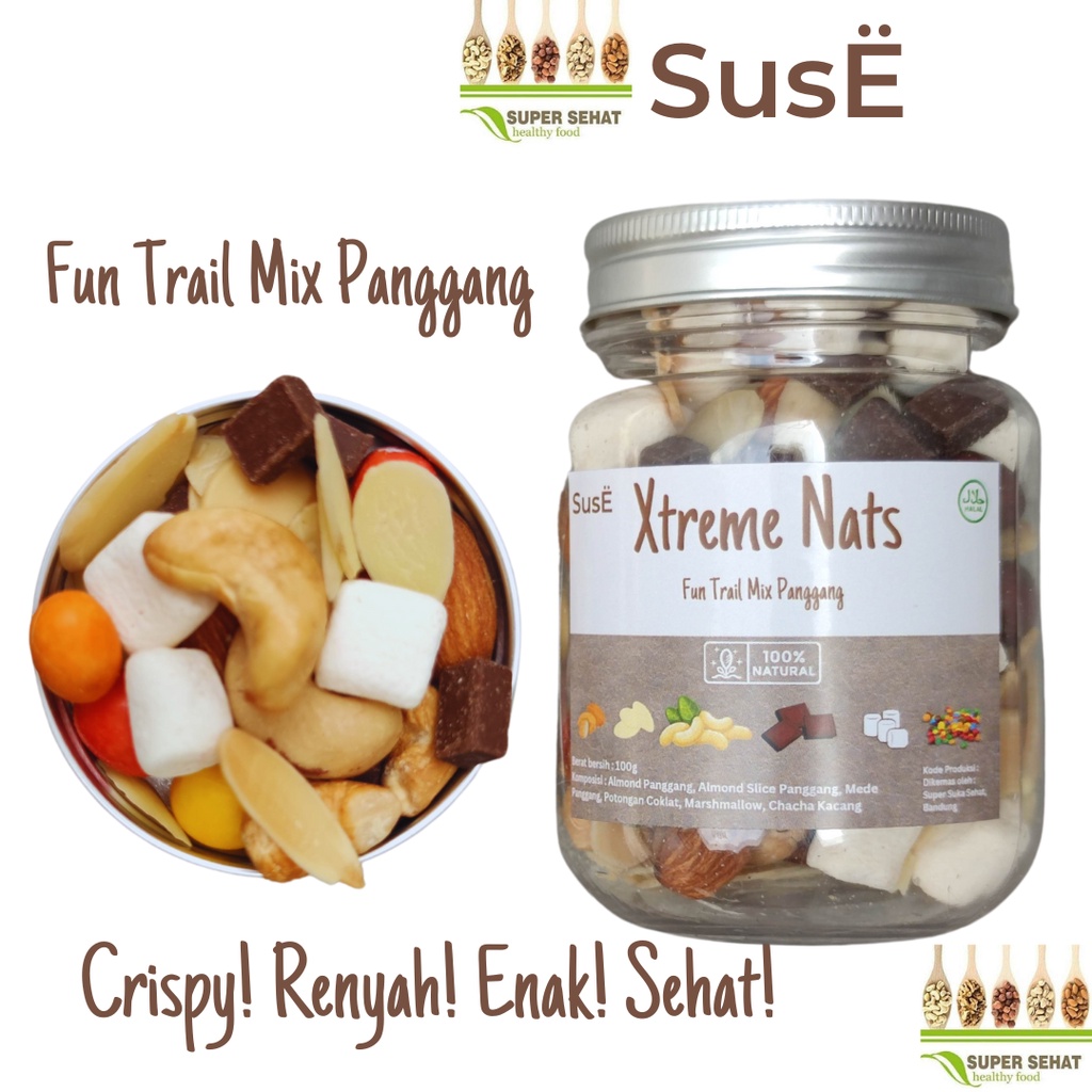 

SUSE Xtreme Nats Jar Fun Trail Mix Panggang Trail Mix Roasted Granola Muesli Sarapan sehat