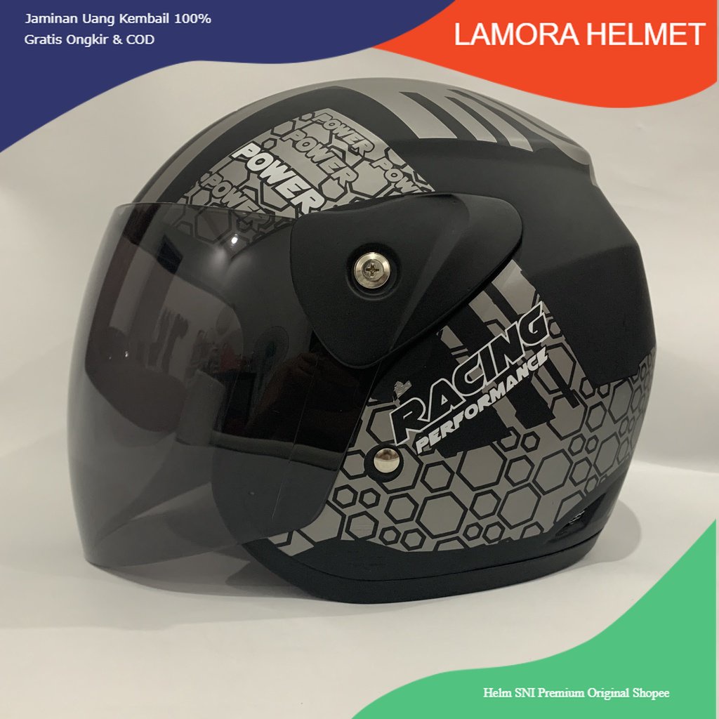 11.11 Helm Evo Racing Performance Abu-Abu Doff Nuvo Helem SNI Helmet Dewasa Motif