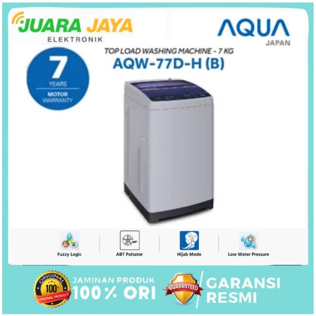 Jual AQUA Mesin Cuci Top Load 7KG Hijab Series AQW-77D-H(BK / B ...