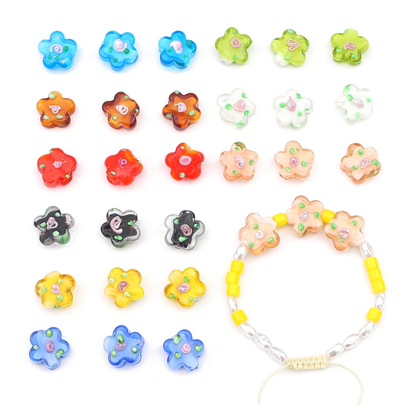 2pcs 14mm Handmade Lampwork Manik-Manik Kaca Bentuk Bunga Beads Charm Untuk Kalung Gelang Anting DIY Membuat Perhiasan Aksesoris