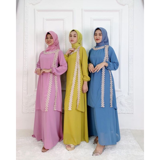 Gamis Malaysia renda belah samping