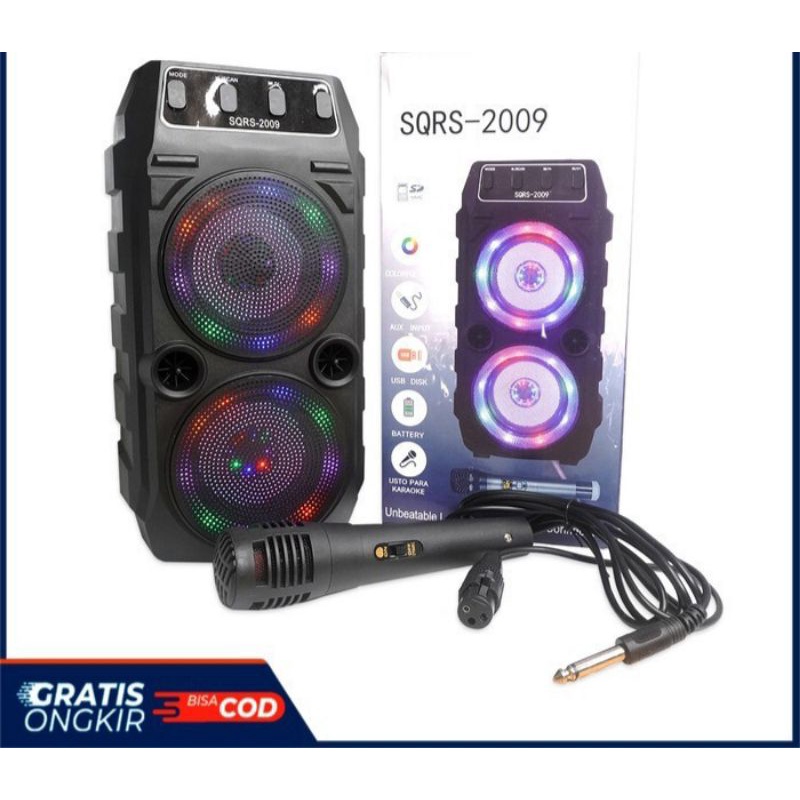 ALVIN_acc Speaker Bluetooth Portabel SQRS-2009 Super Bass + MIC