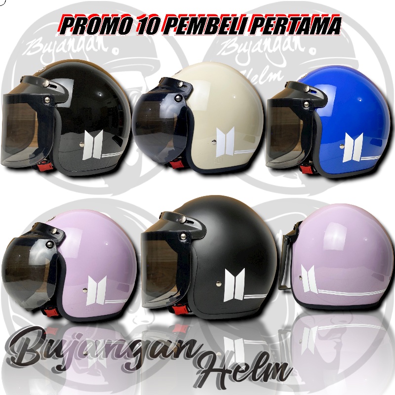 Helm Bogo Motif BTS Dewasa Wanita Pria Sni Helem Retro Classic Terbaru  BUJANGAN HELM2127