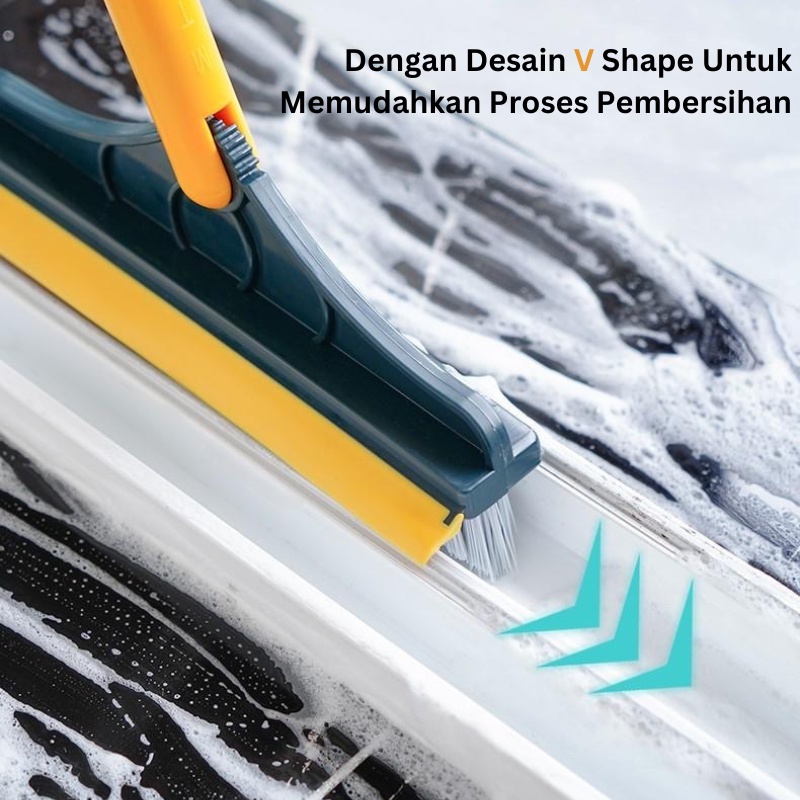 CEO Sikat Lantai Pembersih Lantai dan Dinding Kamar Mandi V shape Gagang Panjang Portable Sapu Lancip Model V