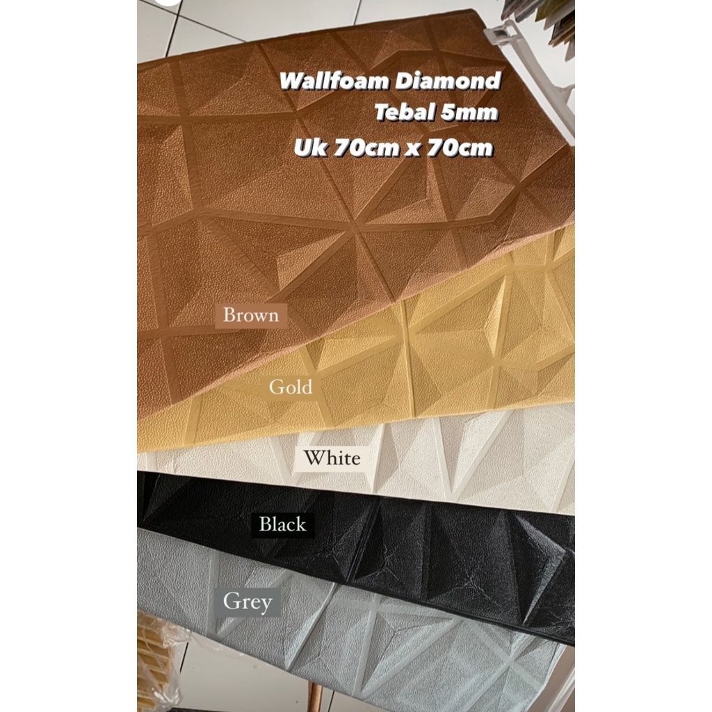 WALLFOAM 3D DIAMOND PUTIH HITAM WALLPAPER DINDING STIKER FOAM BALI