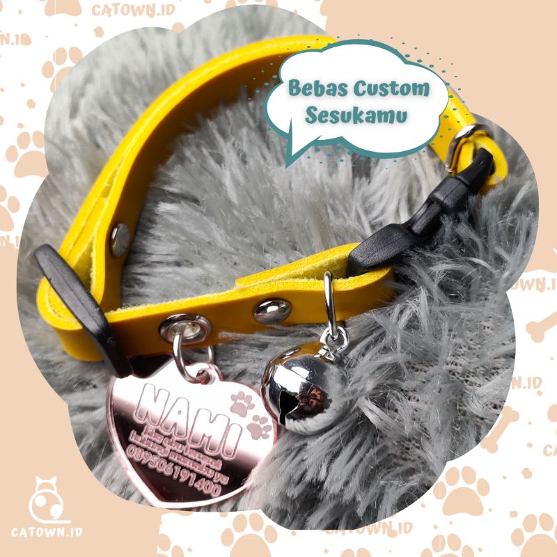 D006Mirror - Kalung Kucing Custom Nama Lucu Gratis Tulis Cetak Nama Alamat Nomor HP Unik Aksesoris Cat Collar Free Ukir Identitas Pemilik catown.id