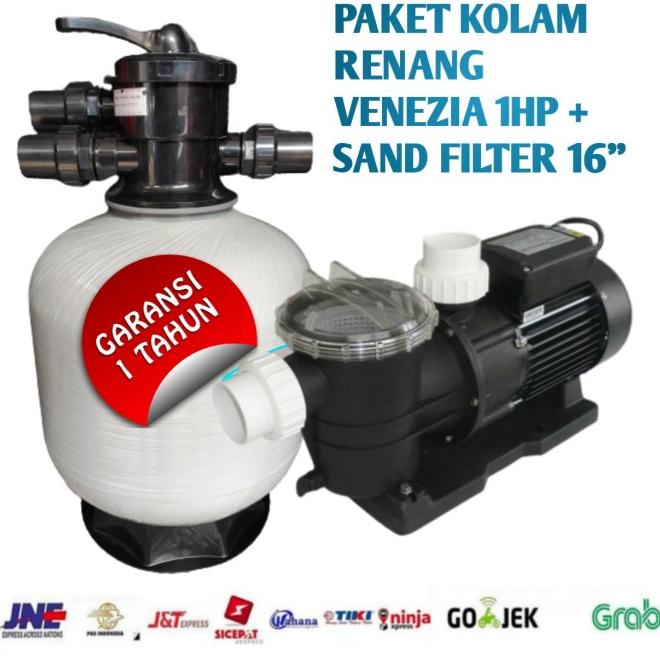 Mesin Pompa Air Kolam Renang 1Hp + Sand Filter 16" Paket Kolam Renang