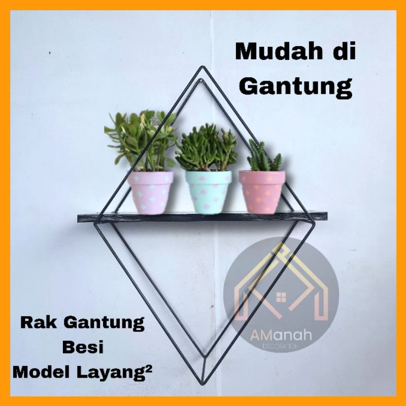 [COD] RAK DINDING BESI MINIMALIS MODEL SEGI EMPAT - RAK GANTUNG DINDING BESI NATURAL