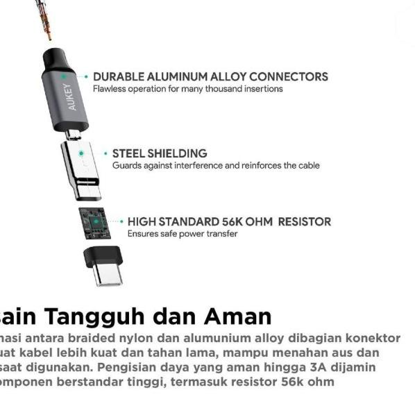 Aukey Cable 2M Braided Type C USB 3.0 - 500254