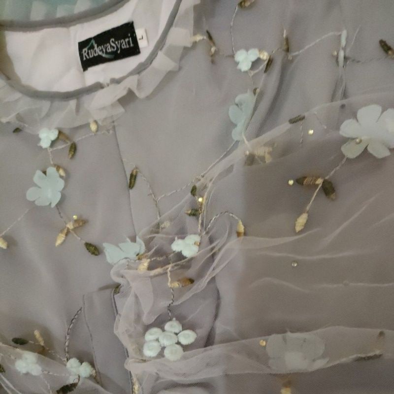 dress La-fleur by rudeya syari grey tosca , preloved good condition