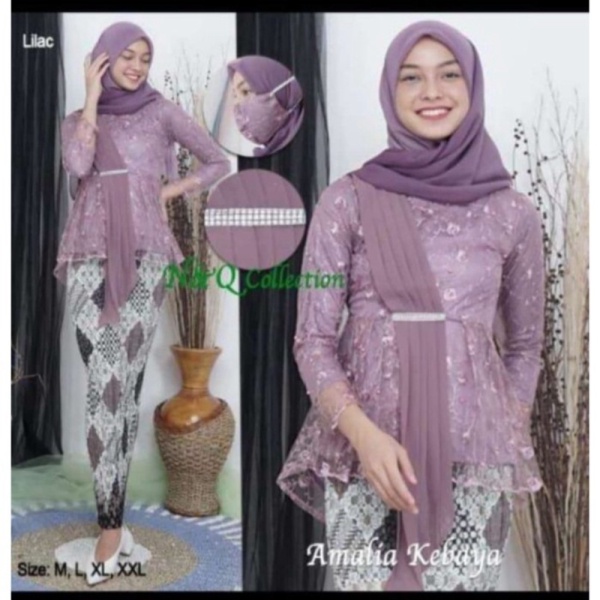 Promo setelan kebaya aurora slendang/kebaya modern/blouse kebaya - lilac atasan saja Murah