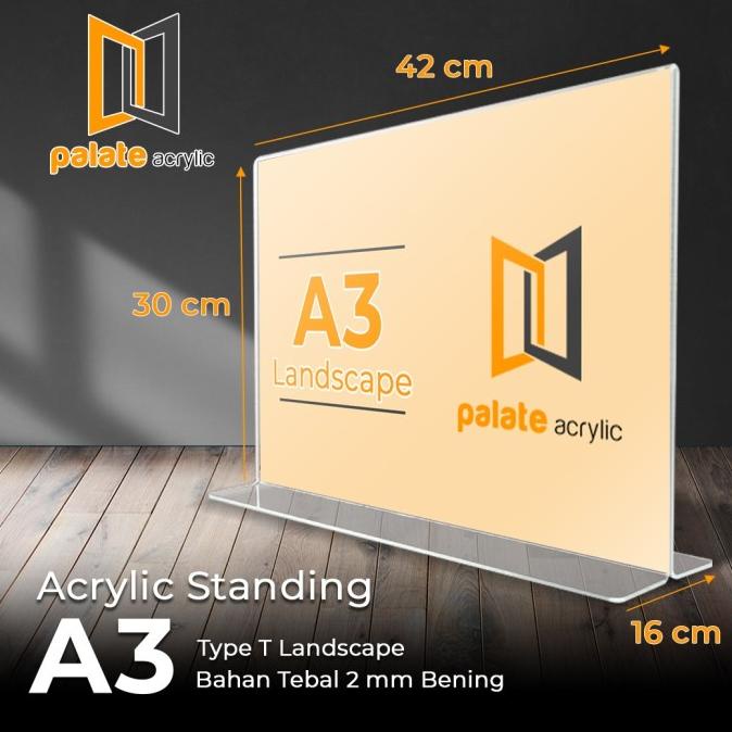 

ACRYLIC TENT HOLDER A3 T LANDSCAPE / AKRILIK A3 T BENTUK LANDSCAPE /