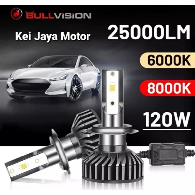 Lampu LED Turbo Super Terang 25000 Lumens 8000K White Blue Bull Vision H4 H11/H8/H16 HB3 HB4