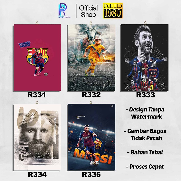 POSTER KAYU HIASAN DINDING HOME DECOR GOD LIONEL MESSI RR331