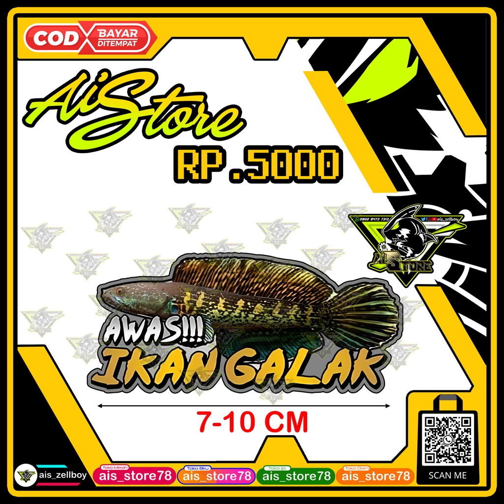 Stiker Awas Ikan Galak
